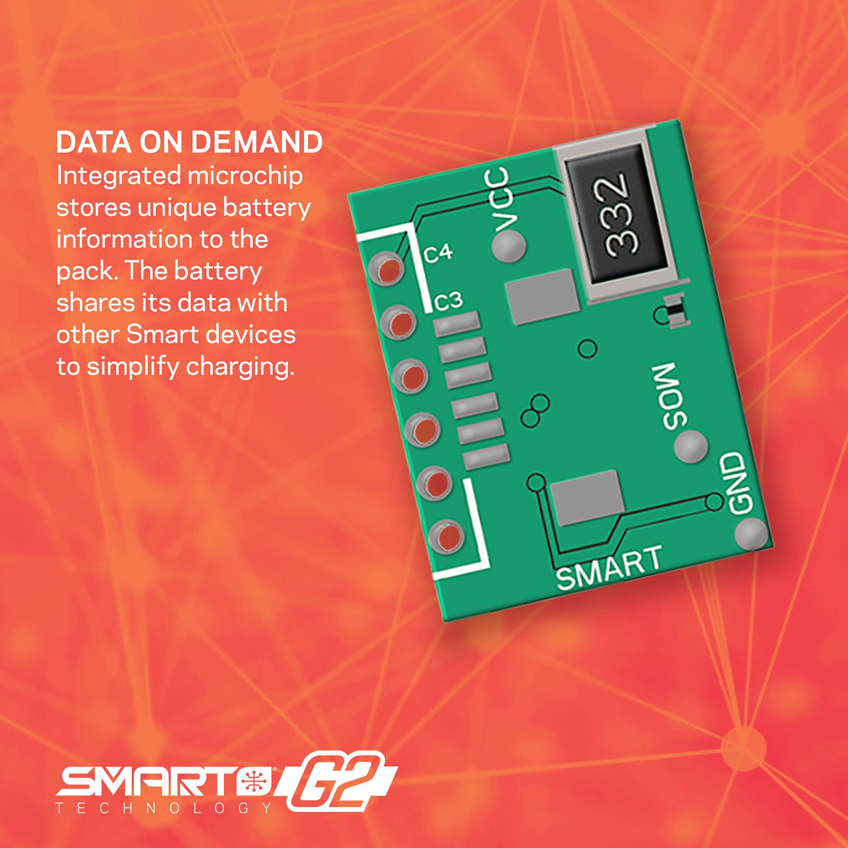 Spektrum 50C continuous discharge provides strong power for demanding RC runs.