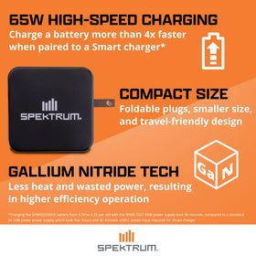 Spektrum 65W power block top view for reliable power delivery