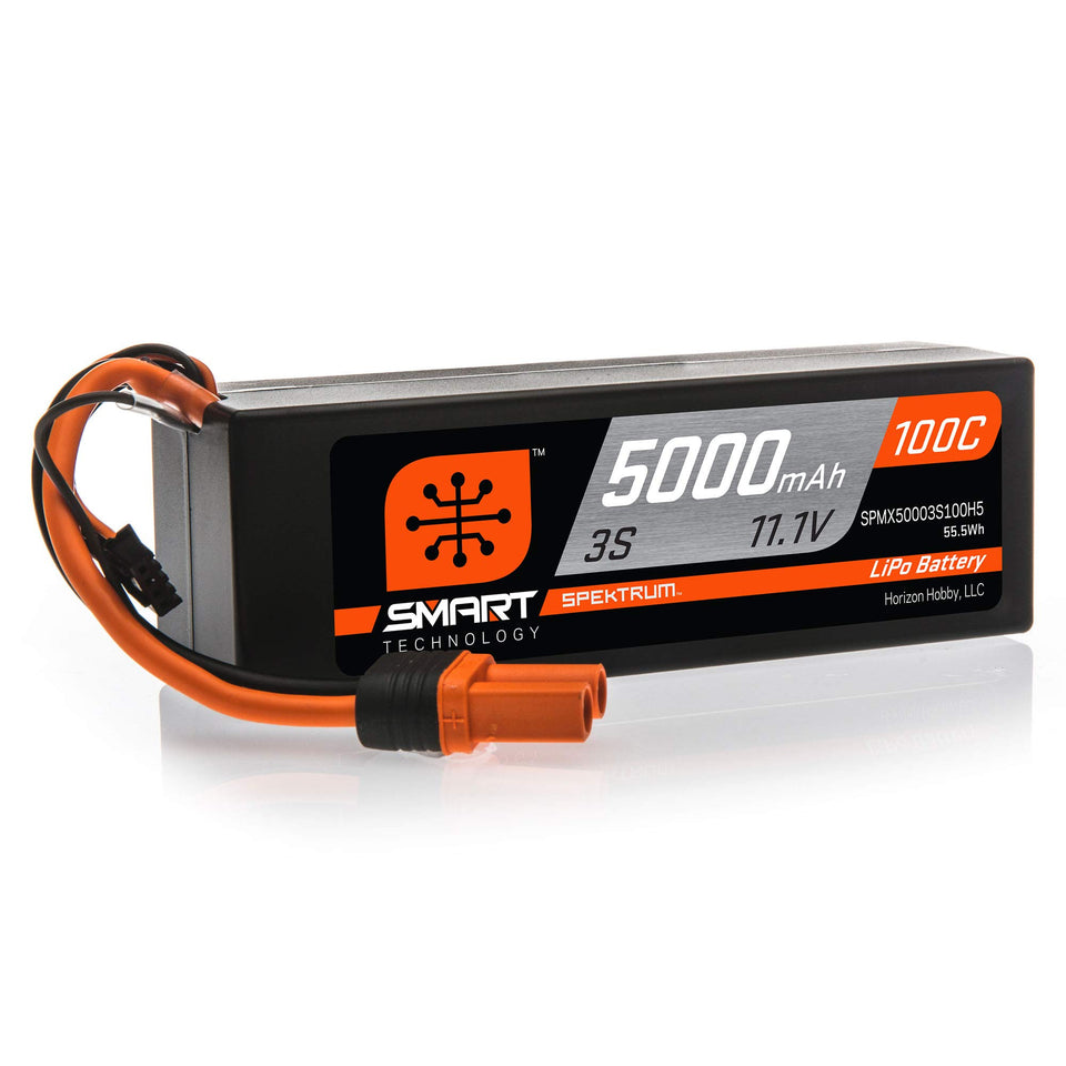 Spektrum LiPo battery with IC5 connector for secure power delivery.