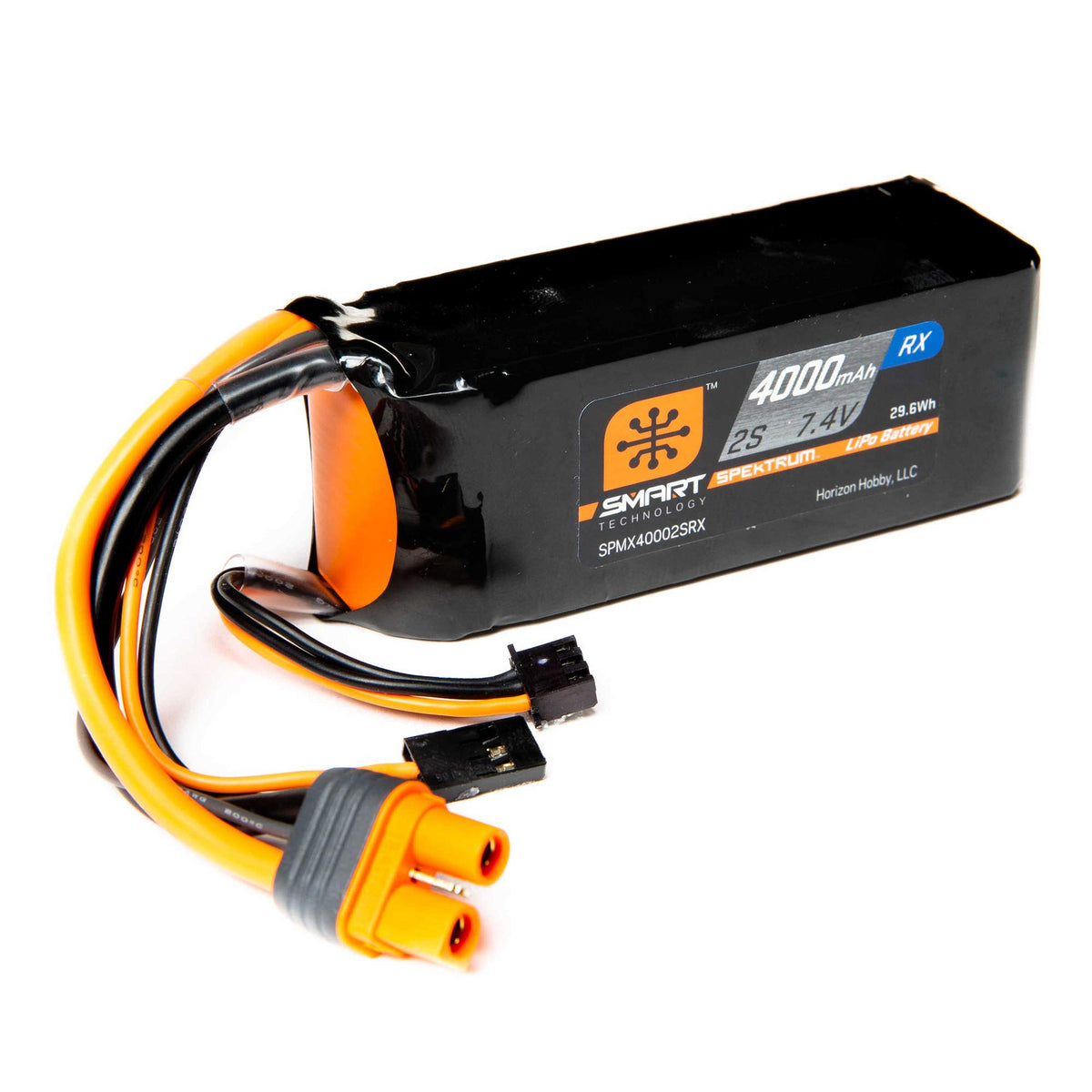Spektrum smart 7-4v-4000mAh battery powering an RC setup with consistent power.