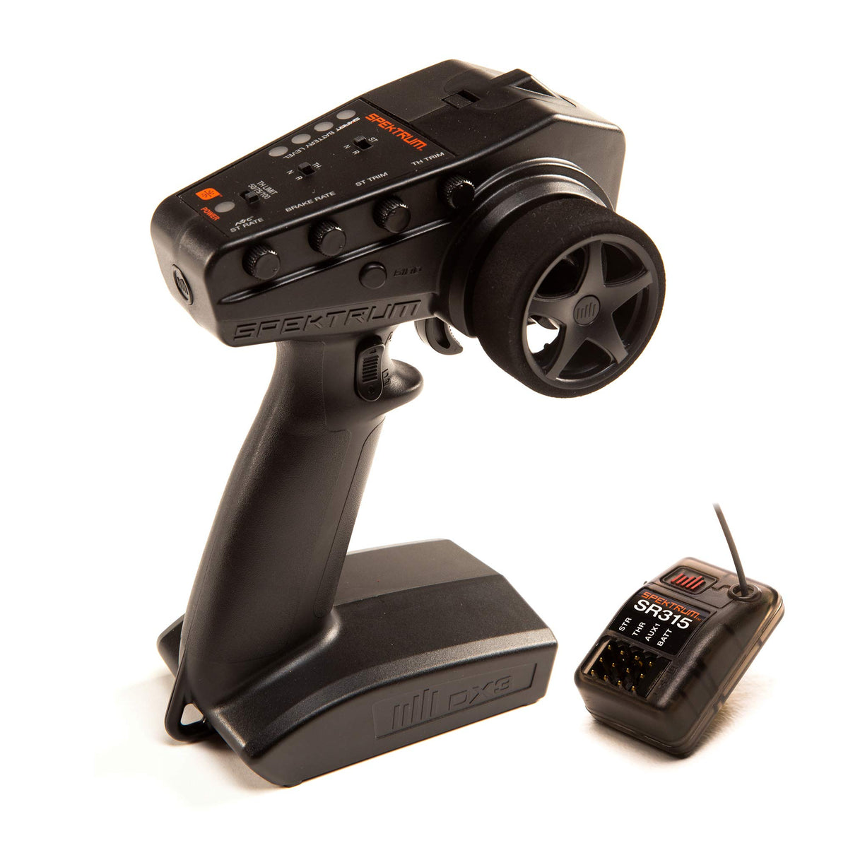 Spektrum DX3 transmitter front view for precise control.