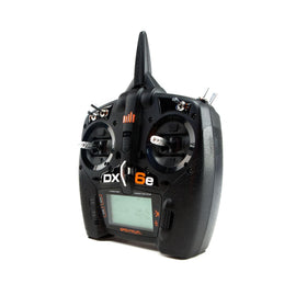 Spektrum DX6e back panel with slider for quick gimbal spring changes.