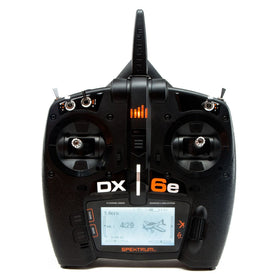 Spektrum DX6e front view showing ergonomic grip for precise control.