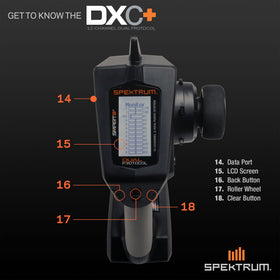 Spektrum DXC+ in-action pit setup shows quick adjustments and control.