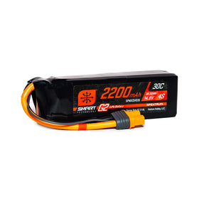 Spektrum G2 30C LiPo battery front view, ready-to-use for quick setup.