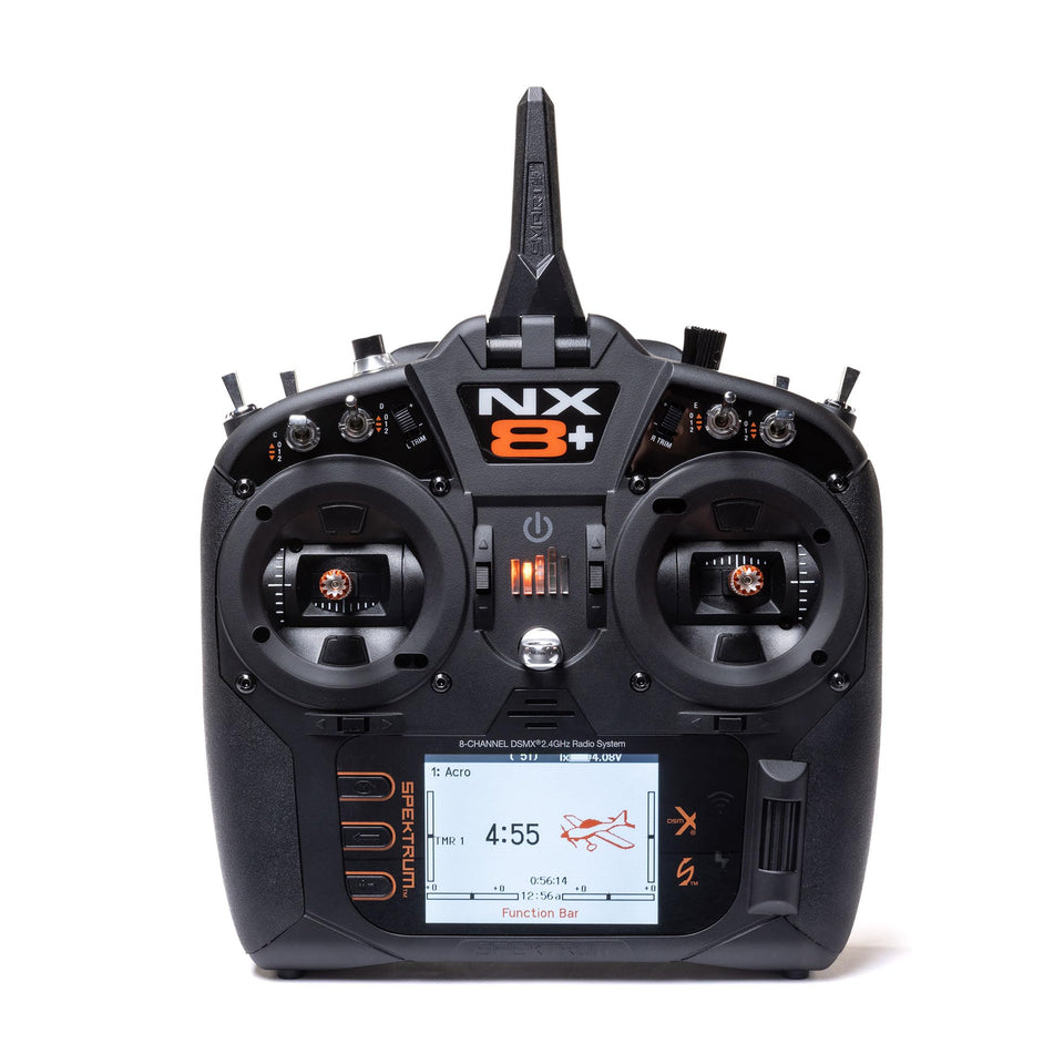 Spektrum NX8+ front view shows compact grip for precise handling.