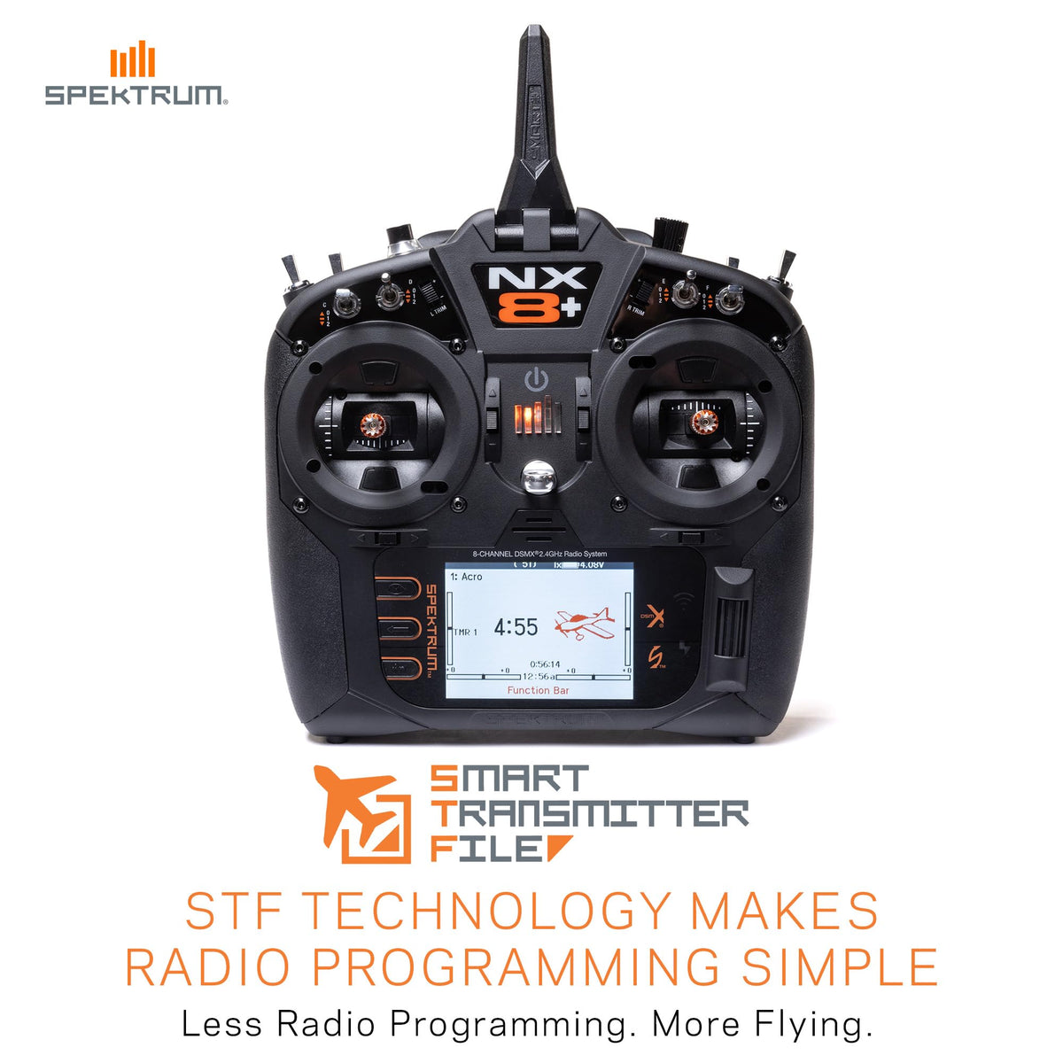 Spektrum NX8+ telemetry example highlights real-time data display.