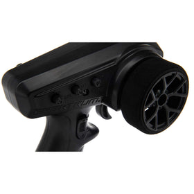 Slim transmitter with accessible trims for precise customization.
