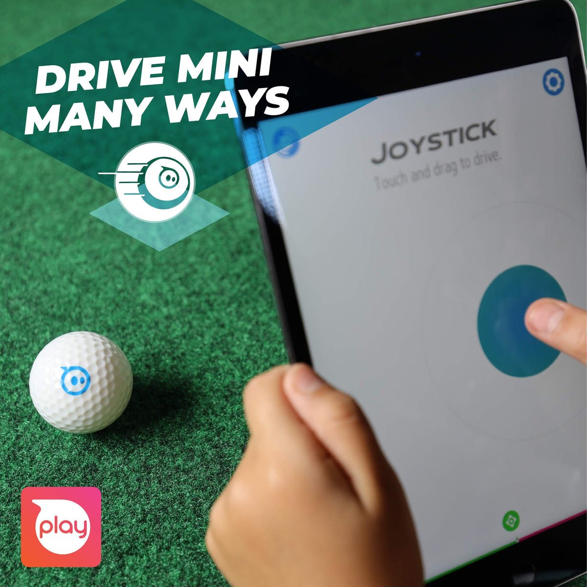 Sphero Mini Golf white ball demonstrates joystick mode for precise control