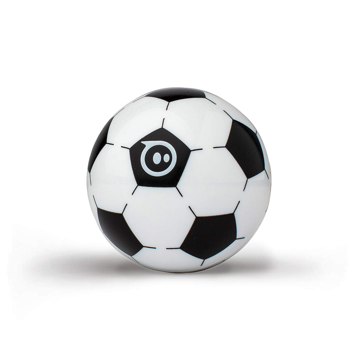 Sphero Mini Soccer ball shown at ping-pong size for portable coding fun.