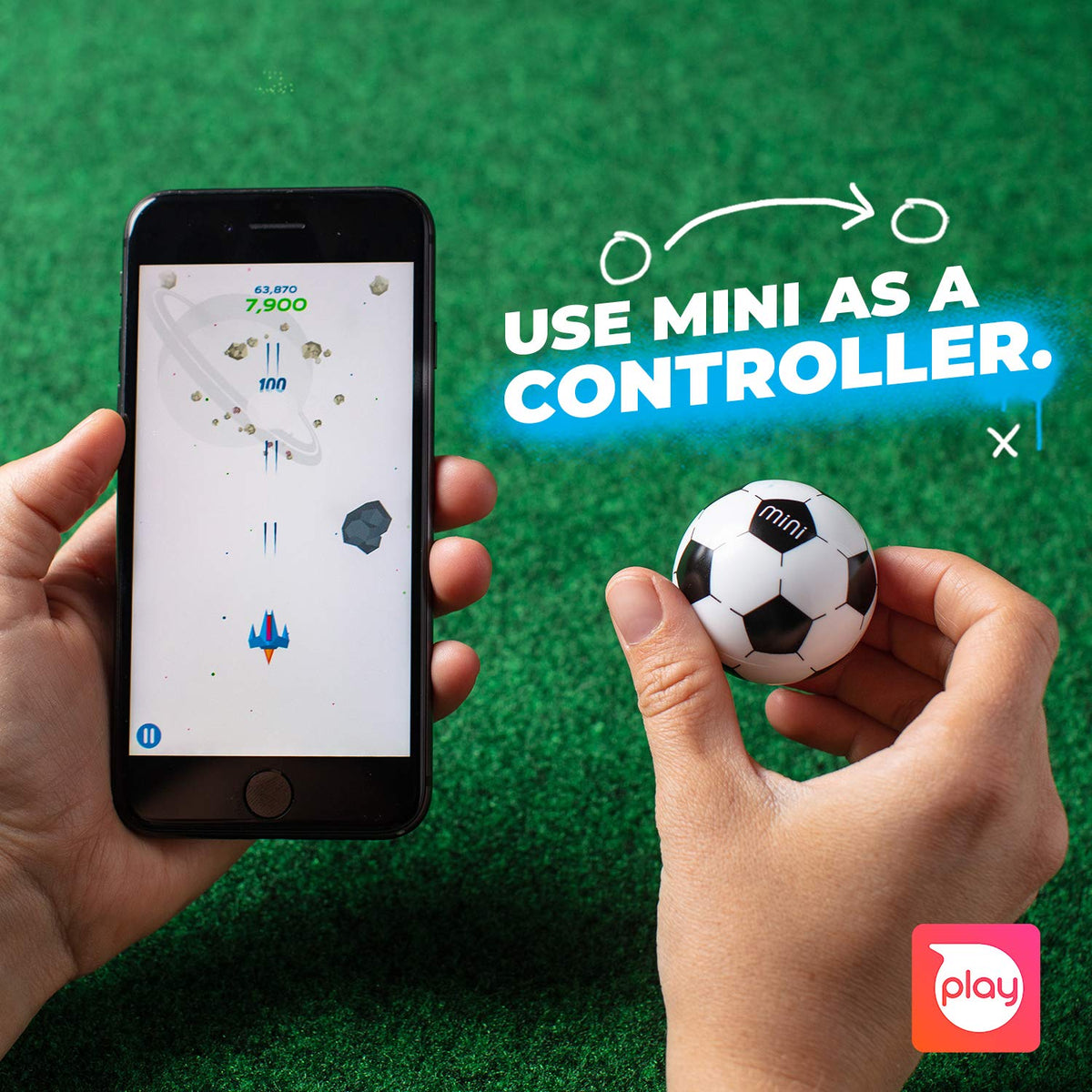 Sphero Mini Soccer LED lights add colorful feedback during play.