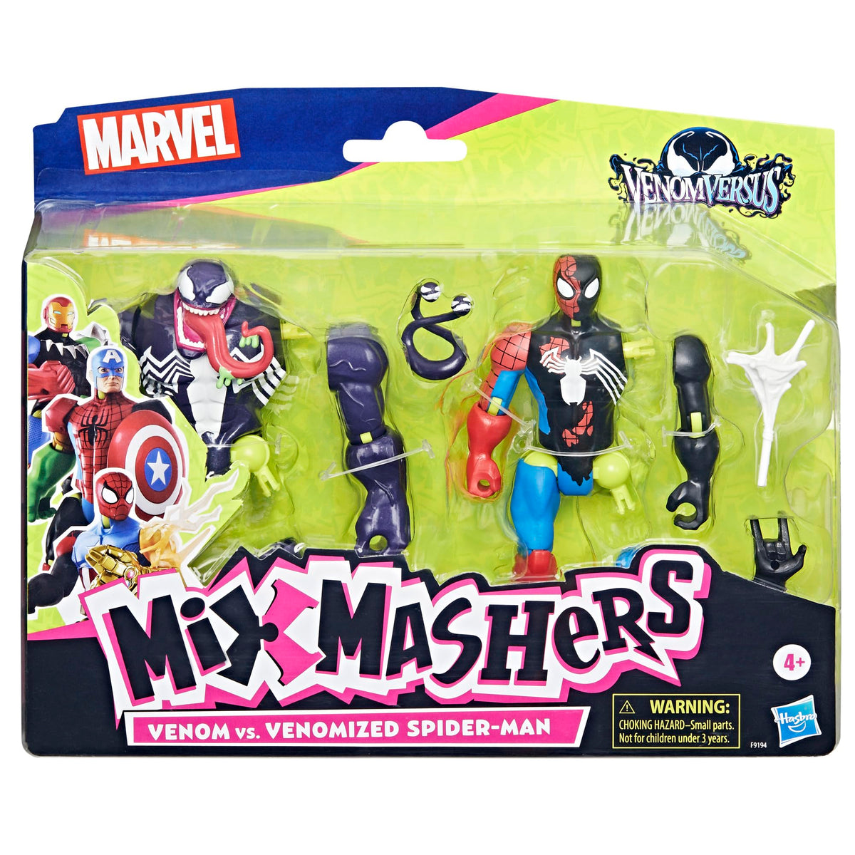 Venomized Spider-Man body with symbiote details for dynamic reconfigurations in Spider-Man MixMashers.
