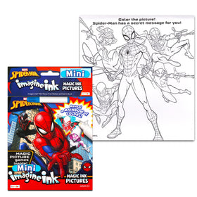 Spiderman Imagine Ink coloring pages reveal colors with magic marker, perfect for birthday crafts