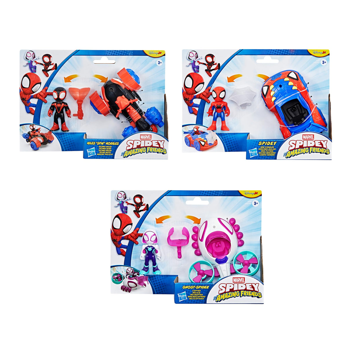 Spidey and His Amazing Friends vehicles trio for fast pretend adventures