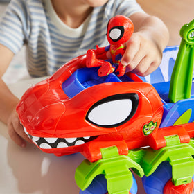 Dino mouth opens and closes for chomping play