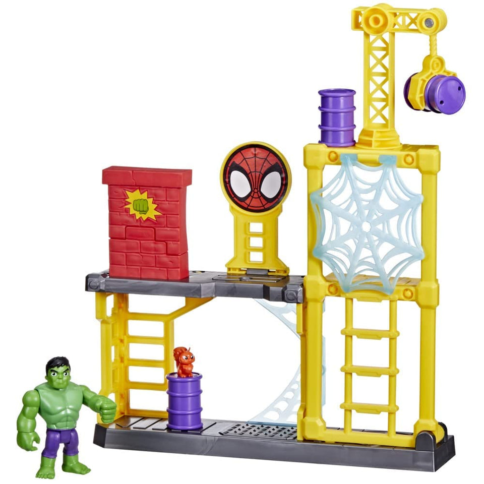 Spidey and His Amazing Friends Hulk smash yard toppling tower for repeat action-packed play.