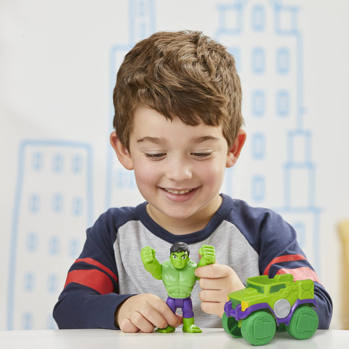 Spidey and His Amazing Friends playtime scene with Hulk and Smash Truck
