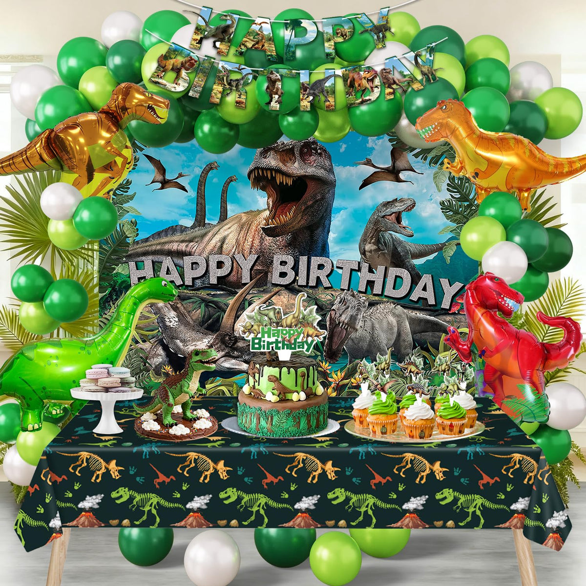 SPIGHTDEX dinosaur backdrop for birthday parties creates immersive party vibes.