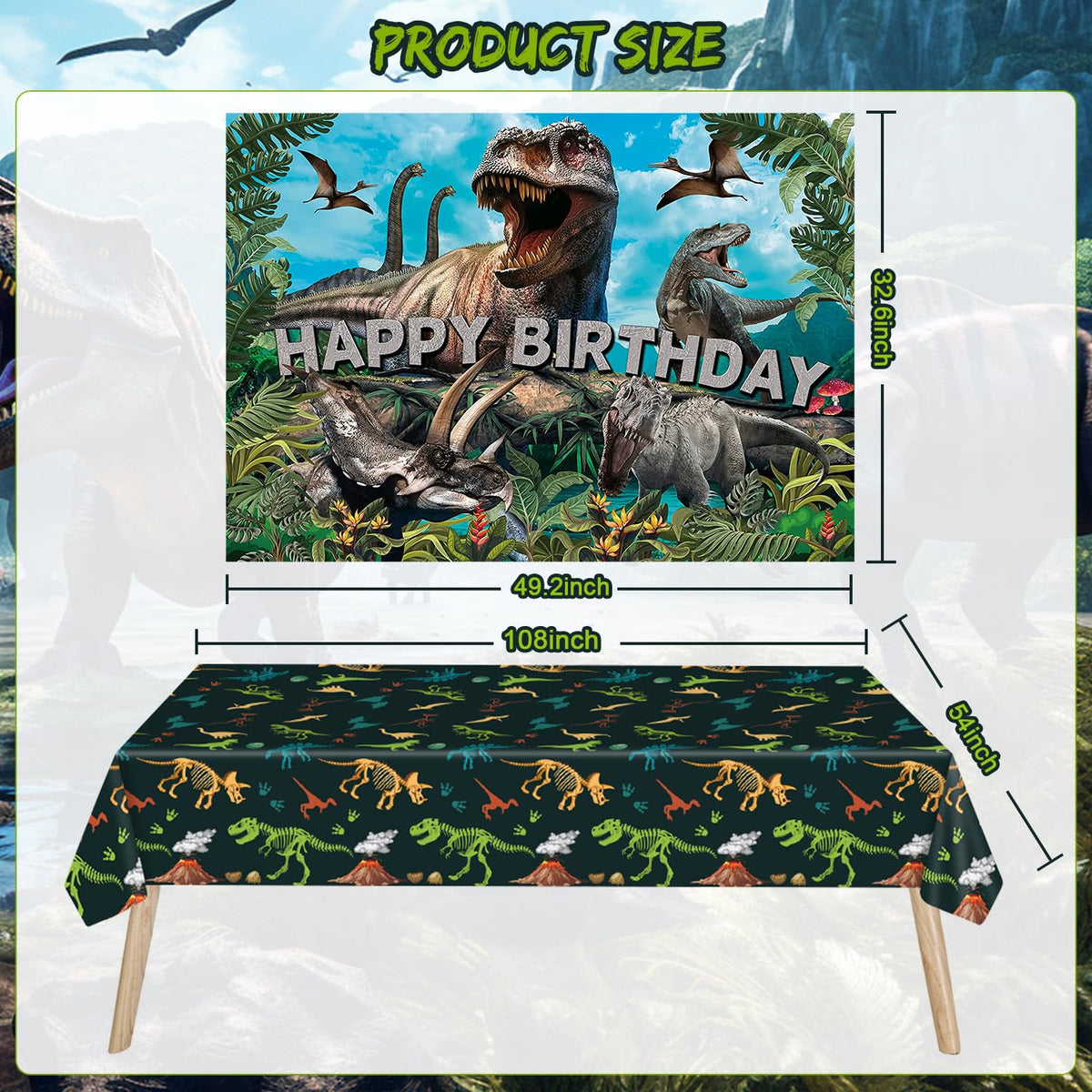 SPIGHTDEX dinosaur tablecloth adds cohesive color while protecting surfaces.