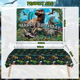 SPIGHTDEX dinosaur tablecloth adds cohesive color while protecting surfaces.