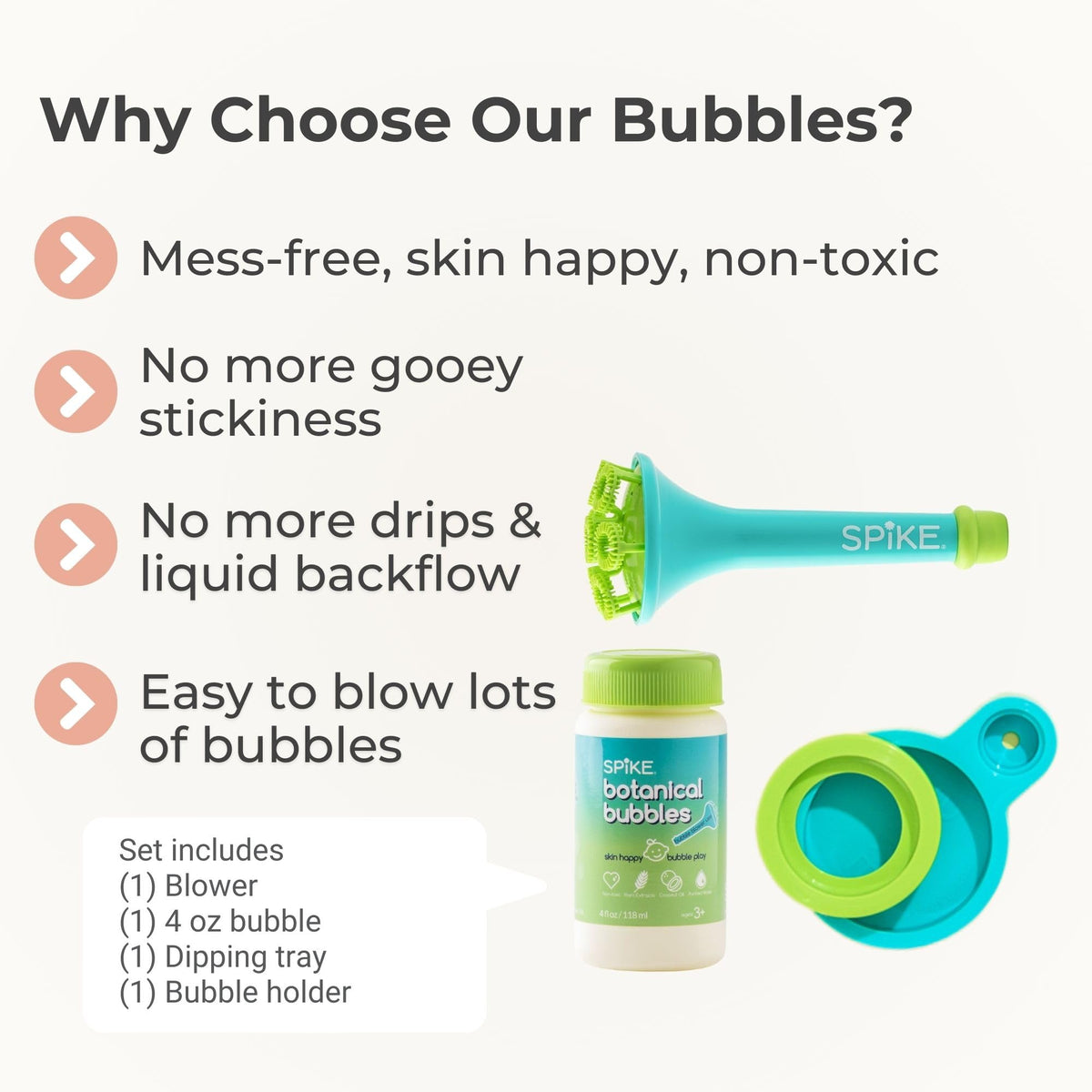 SPIKE dipping tray Aqua illustrating easy access and spill-free bubble sessions.