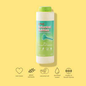 Innobaby botanical bubble solution label emphasizing non-toxic ingredients.