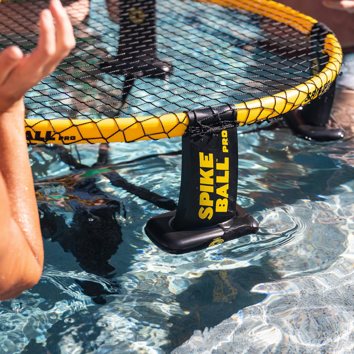 Spikeball Spikebuoy leg floats attached enable stable play on water