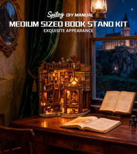 Spilay detailed staircase miniatures enhance the photogenic shelf display.