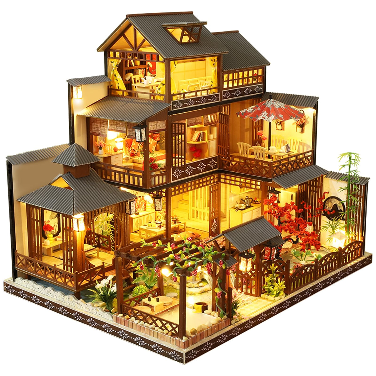 Spilay Yaquan Courtyard dollhouse kit with wooden furniture for home decor