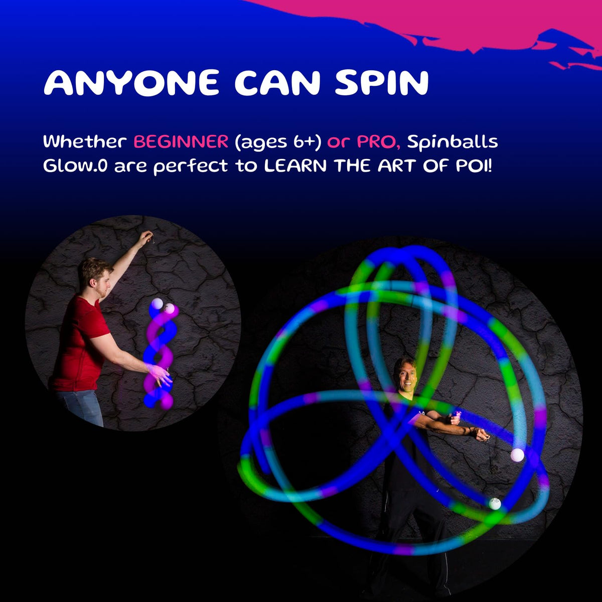 SPIN BALLS Glow.0 adjustable leashes for personalized length and control