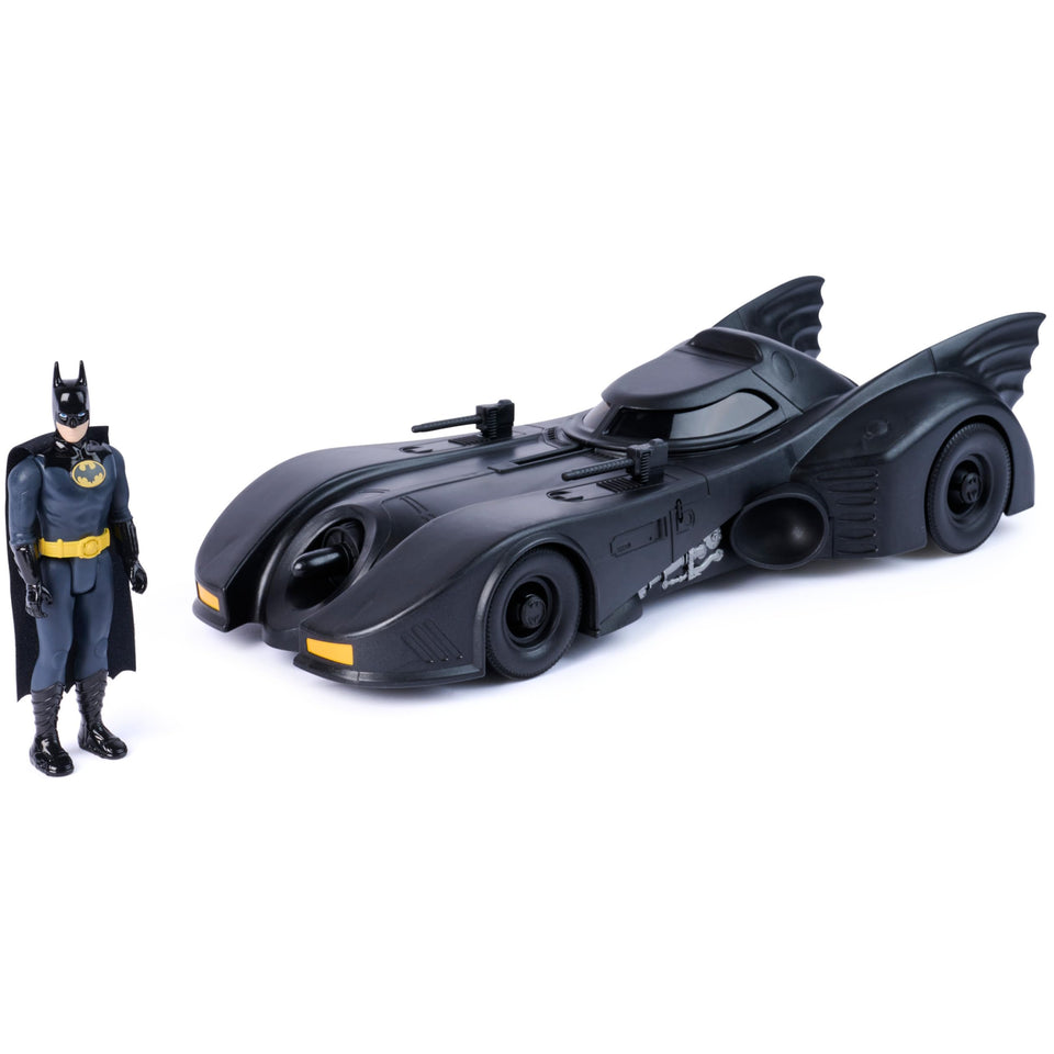 Spin Master Batman '89 Batmobile front view ready for display.