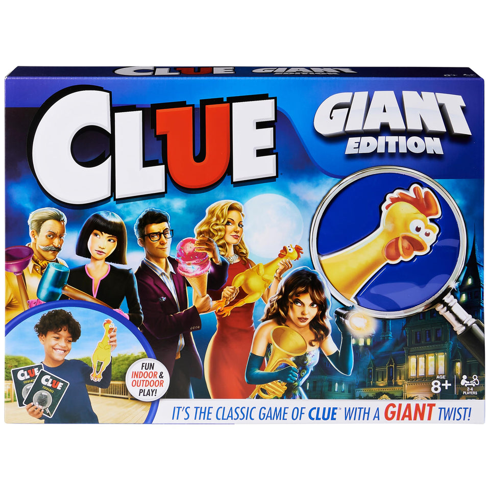 Spin Master Clue Giant Edition room mats illustrate the oversized board for lively family play.