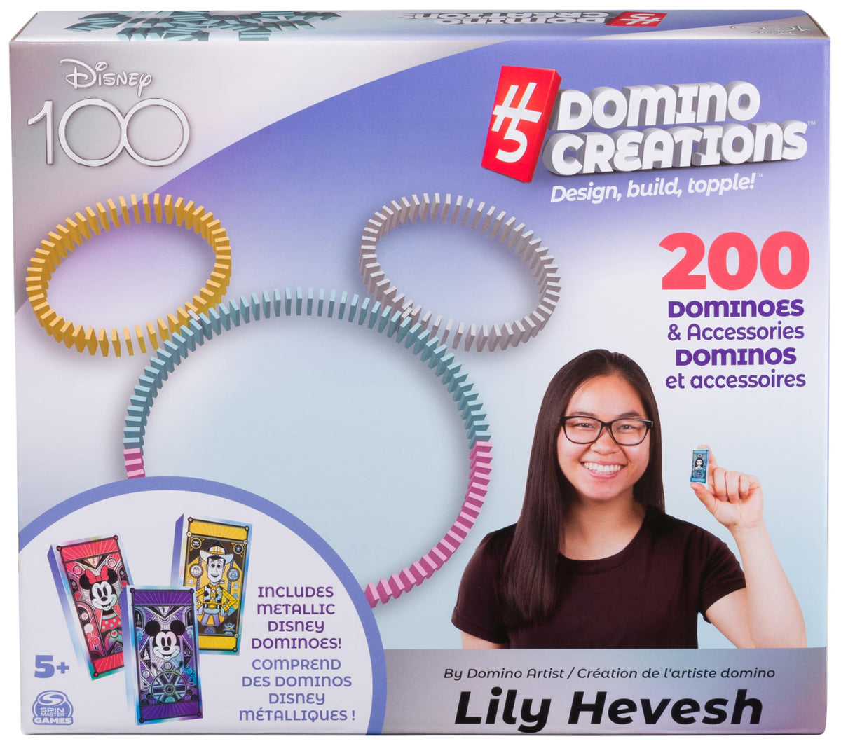 Spin Master Disney H5 Domino 200-piece set for colorful toppling play.