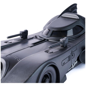 Spin Master display stand pairs with Batmobile and figure.