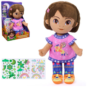 Spin Master Dora bedtime plush 13-inch in cozy pajamas with glow-top, soothing at night