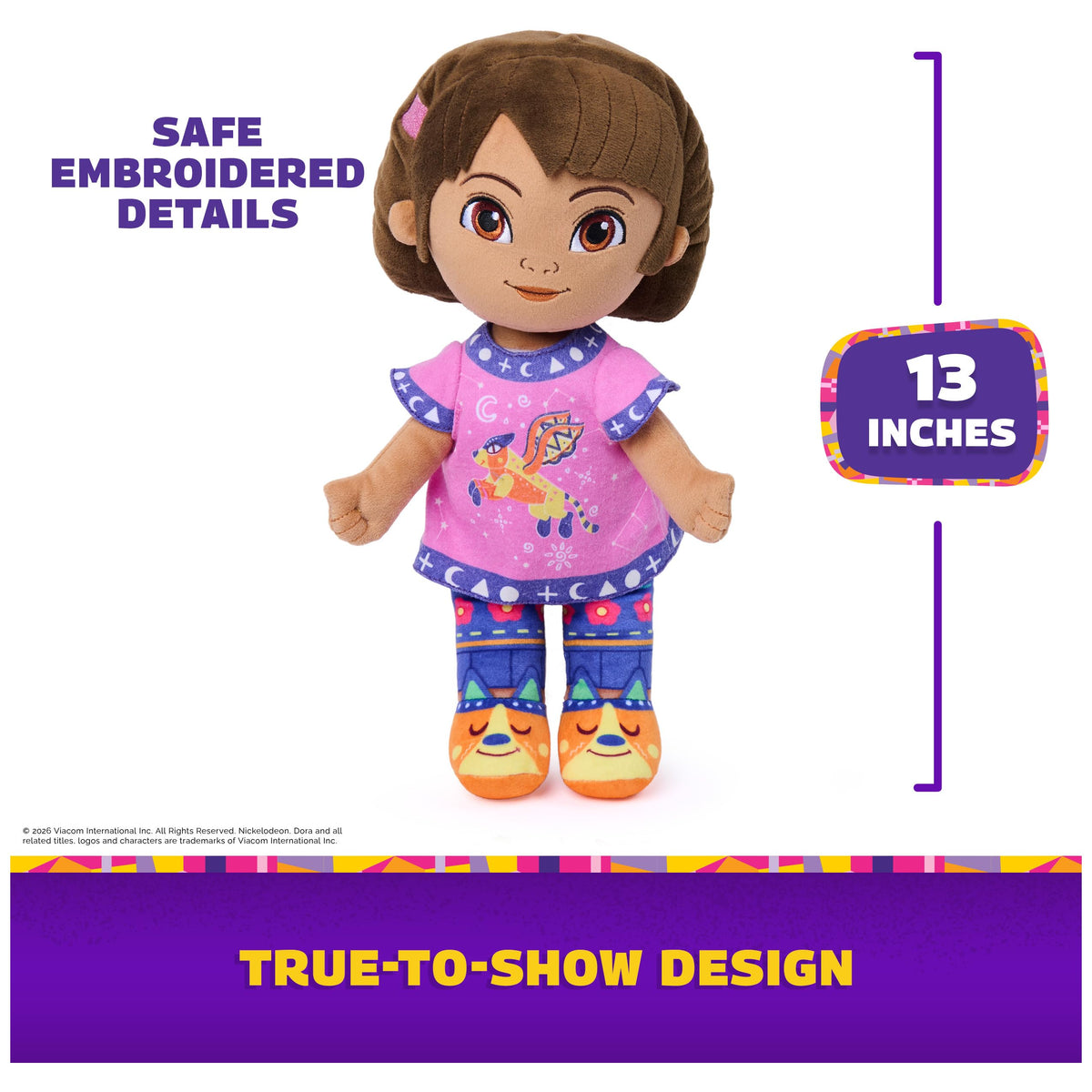 Spin Master Dora sensory plush features velvety fabric for comforting hugs