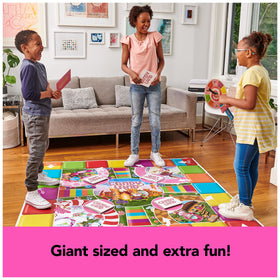 Candy Land Giant Edition neighborhood cards encourage quick card collection.
