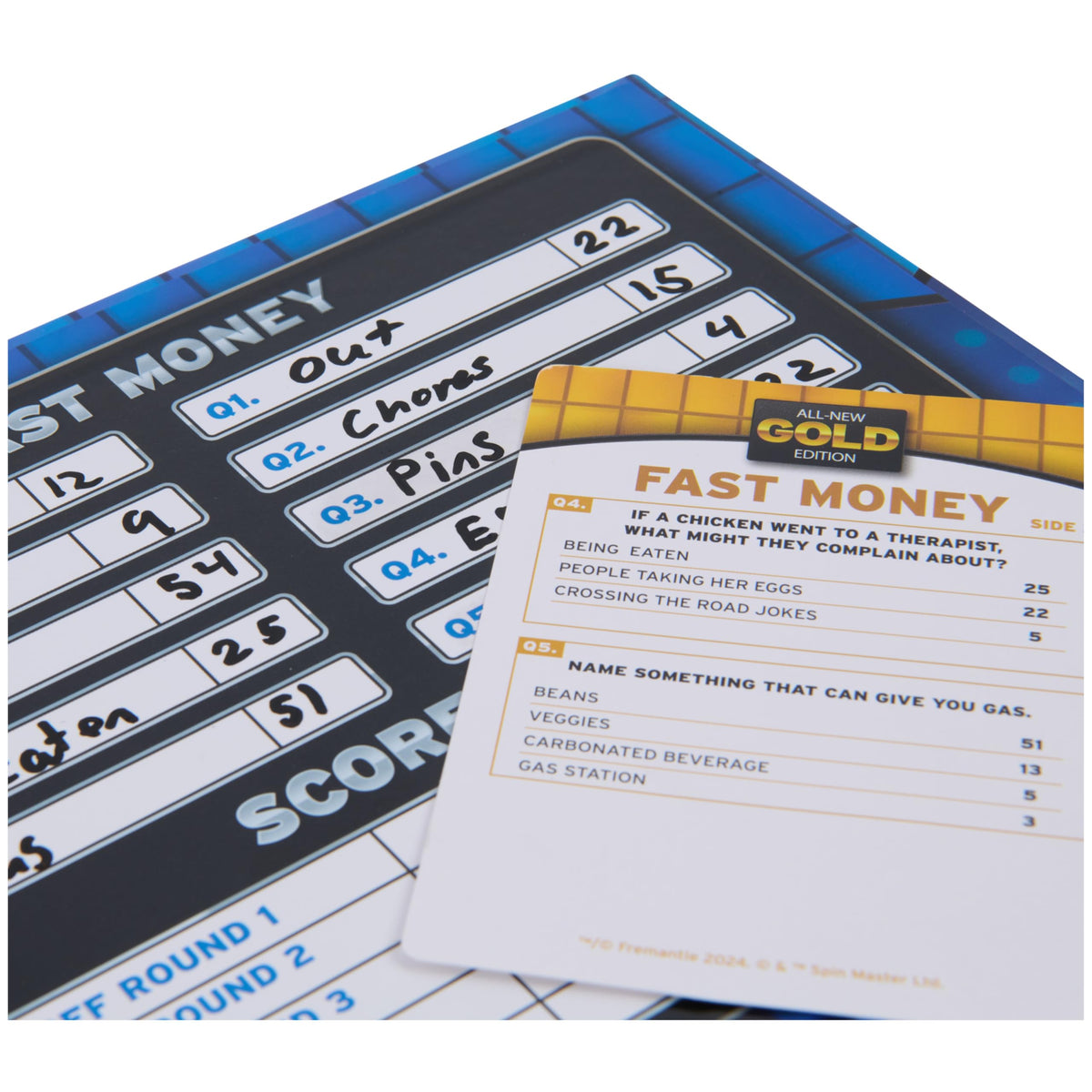 Dry erase marker for Spin Master Games Family Feud Ultimate Edition enables easy updates.
