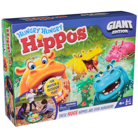 Spin Master Games Hungry Hungry Hippos Giant Edition family-friendly party game for four players.