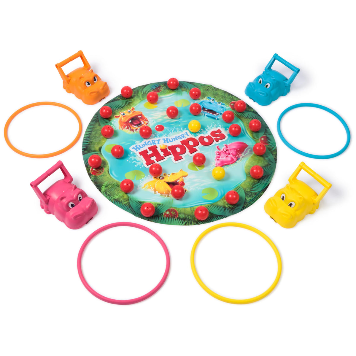 Spin Master Games Hungry Hungry Hippos Giant Edition large play-area supports indoor or outdoor play.