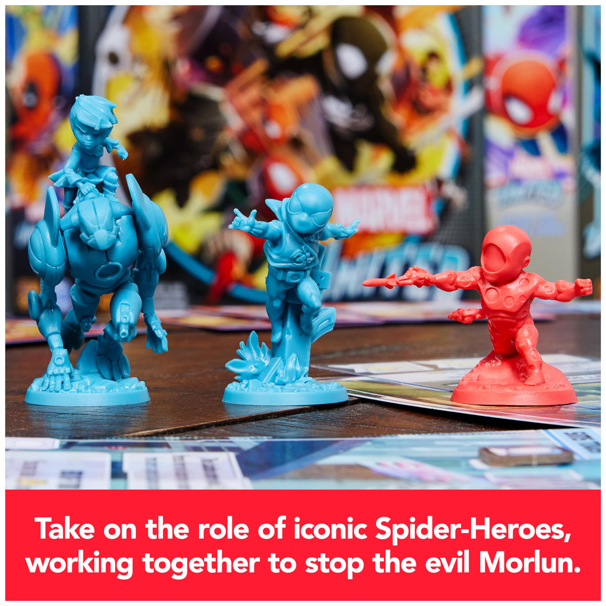 Spin Master Marvel United Spider-Geddon card deck highlights varied powers for dynamic plays.