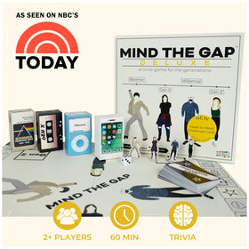 Mind The Gap Boomer cards on display encourage cross-generational trivia