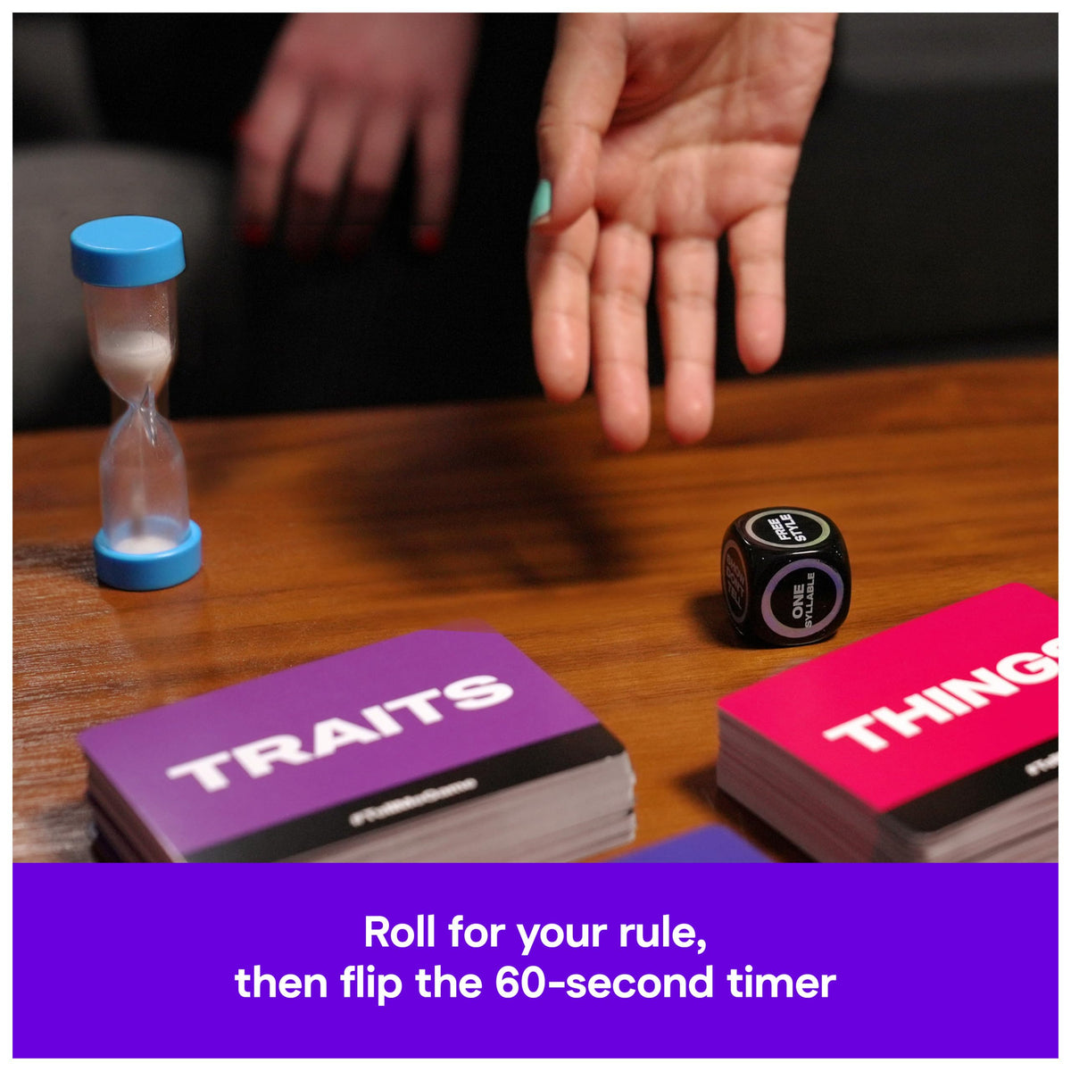 Spin Master Tell Me Without Telling Me 2025 timer shows 60 seconds of rapid play.