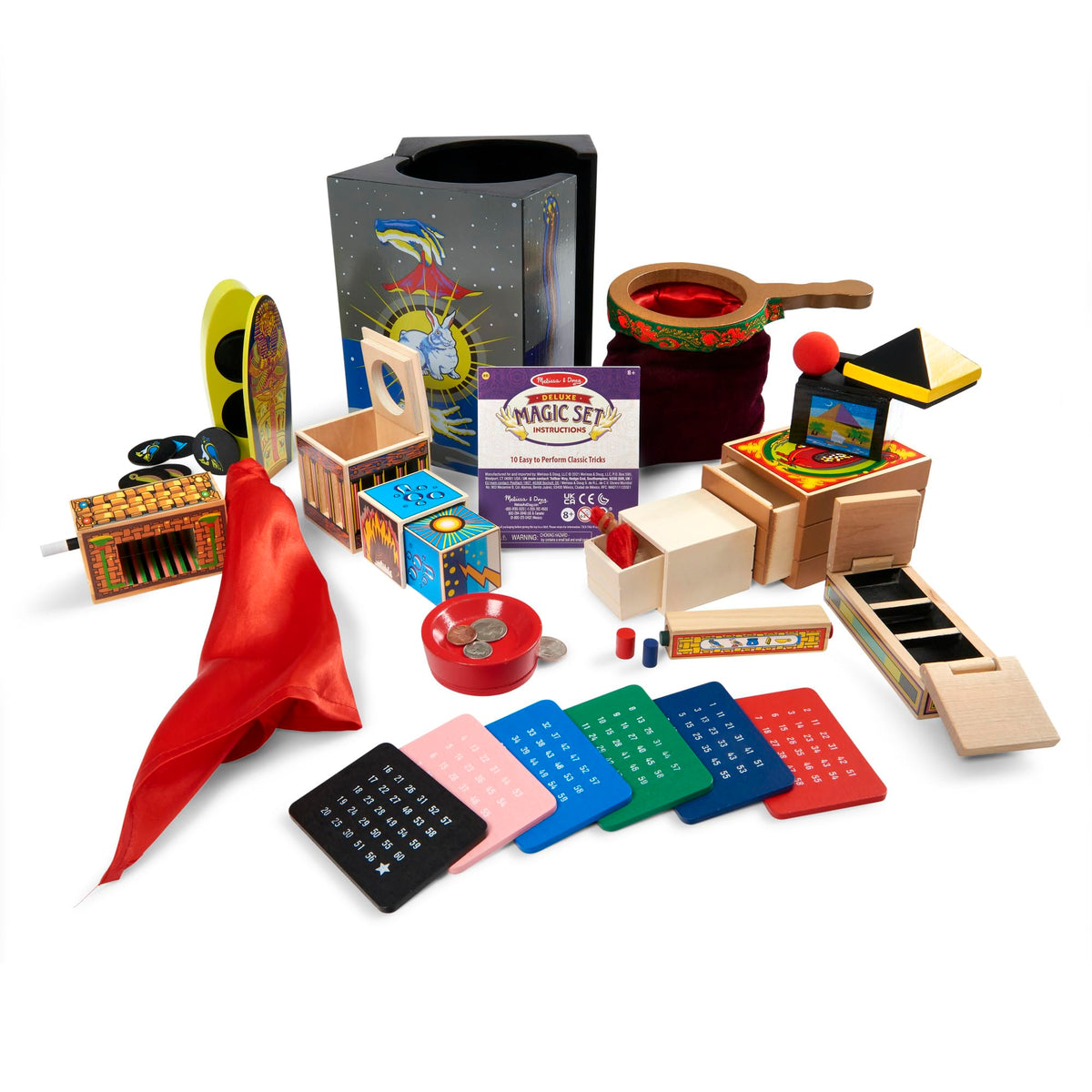 Spin Master Melissa and Doug deluxe wooden magic set storage box doubles as a mini stage.