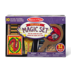 Spin Master Melissa and Doug deluxe wooden magic set features the coin box illusion for beginner magicians.