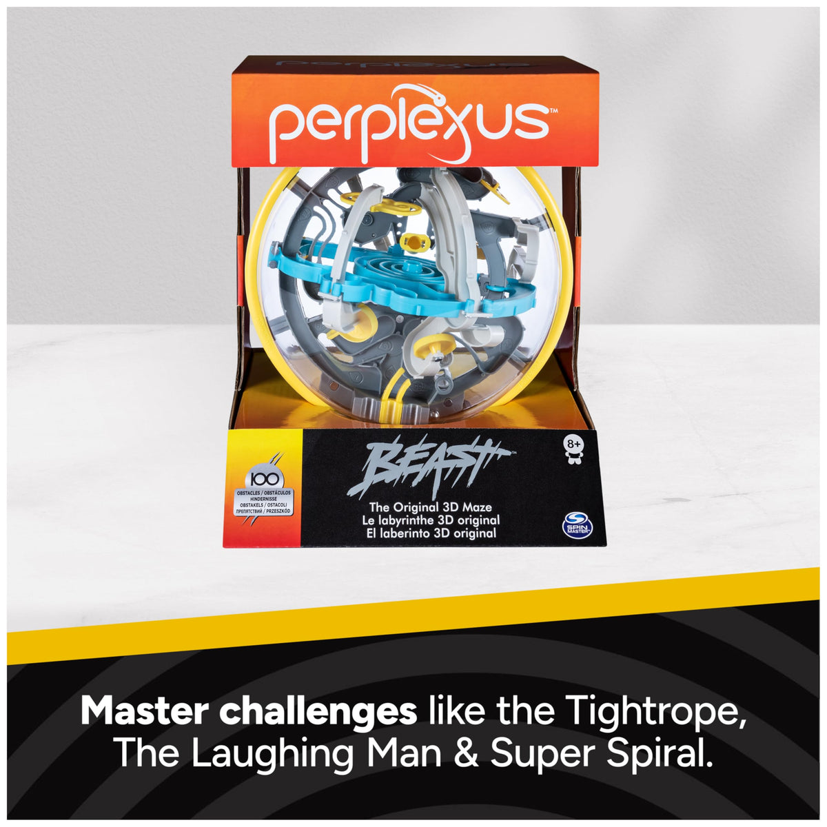 Spin Master Perplexus Beast 360-degree spin action reveals dynamic gameplay.