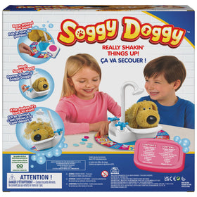 Spin Master Soggy Doggy box contents laid out for setup