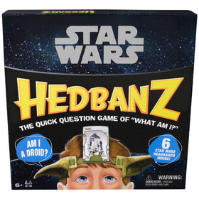 Spin Master Star Wars Hedbanz headbands worn by players during a fast guessing round for family game night.
