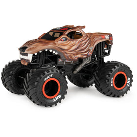 Wolf's Head chrome rims highlight authentic Monster Jam styling.