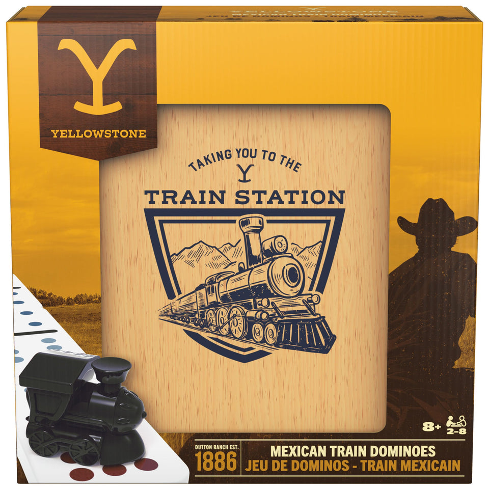Spin Master Yellowstone Train Dominoes Case provides sturdy wooden storage for family game nights.